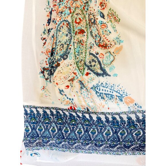 J. Jill Womens White Boho Floral Print Smocked Waist Skirt L - Picture 5 of 6